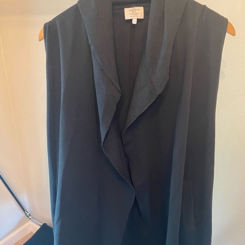 Long French Terry vest with rolled collar by Alternative Apparel